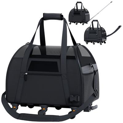 Katziela® Cozy Commuter Pet Carrier with Removable Wheels and Telescopic Handle
