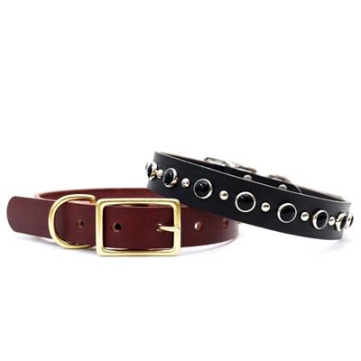 Black Studded Leather Dog Collar Belt Buckle – Johnny