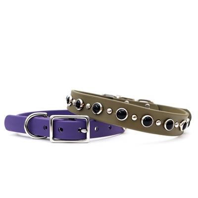 Black Studded Waterproof Dog Collar Belt Buckle - Johnny