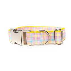 YELLOW AND PINK PLAID - DOG COLLAR