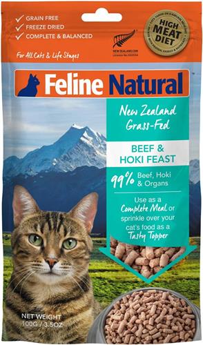 FELINE NATURAL CAT FREEZE-DRIED BEEF & HOKI TOPPER 3.5OZ