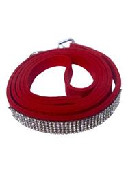 4ft Bling Bling Pleather 5 Row Rhinestone Leash, Red