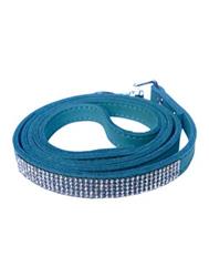 4ft Bling Bling Pleather 5 Row Rhinestone Leash, Blue