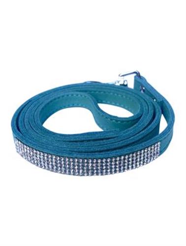 4ft Bling Bling Pleather 5 Row Rhinestone Leash, Blue