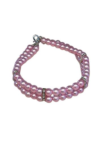 2 Row Pretty Pearl Choker Necklace, Pink
