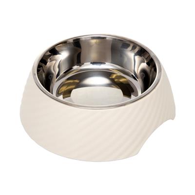 Twill Round Melamine Stainless Steel Dog Bowl (White Swan)