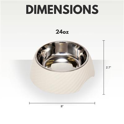 Twill Round Melamine Stainless Steel Dog Bowl (White Swan)