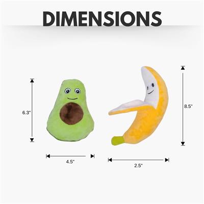 Avocado and Banana Plush Dog Toy Gift Set for Playful Paws