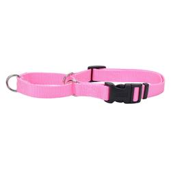 No! Slip® Martingale Adjustable Dog Collar with Buckle, Pink Bright