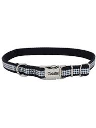 Ribbon Adjustable Dog Collar with Metal Buckle, Houndstooth