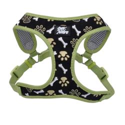 Ribbon Designer Wrap Adjustable Dog Harness, Brown Paws and Bones