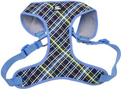 Ribbon Designer Wrap Adjustable Dog Harness, Navy Blue Plaid