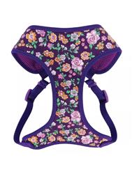 Ribbon Designer Wrap Adjustable Dog Harness, Purple Sketched Floral
