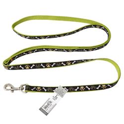 Ribbon Dog Leash, Brown Paws and Bones