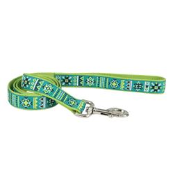 Ribbon Dog Leash, Lime Southwest Stars