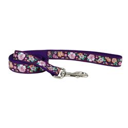 Ribbon Dog Leash, Purple Sketched Floral