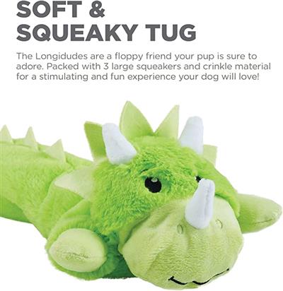 Outward Hound Longidudes Dino Plush & Squeaky Dog Tug Toy
