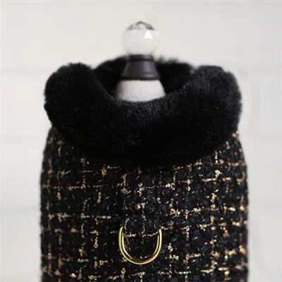 Chantel Tweed Dog Coat: Black