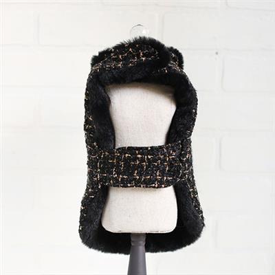 Chantel Tweed Dog Coat: Black
