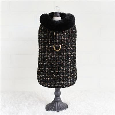 Chantel Tweed Dog Coat: Black