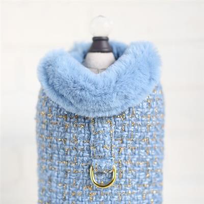 Chantel Tweed Dog Coat: Blue
