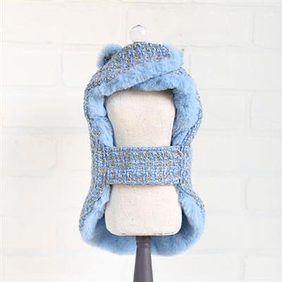 Chantel Tweed Dog Coat: Blue