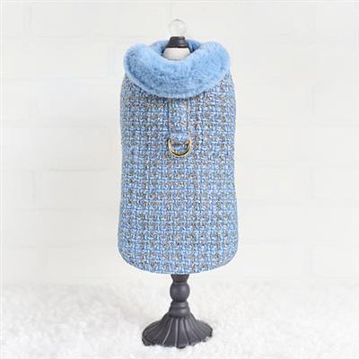Chantel Tweed Dog Coat: Blue