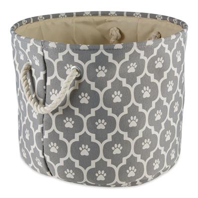 Polyester Pet Bin Lattice Paw Gray Round