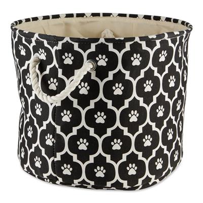 Polyester Pet Bin Lattice Paw Black Round