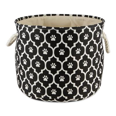 Polyester Pet Bin Lattice Paw Black Round
