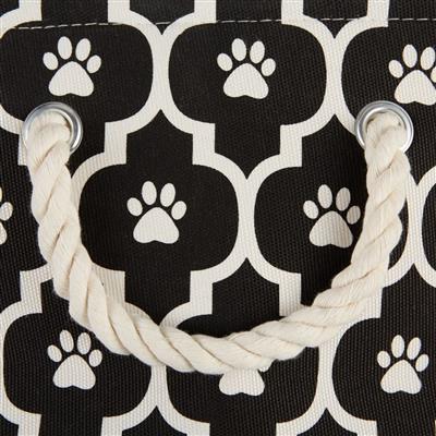 Polyester Pet Bin Lattice Paw Black Round