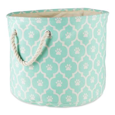 Polyester Pet Bin Lattice Paw Aqua Round