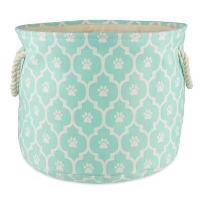 Polyester Pet Bin Lattice Paw Aqua Round