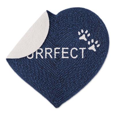 Navy Purrfect Heart Shaped Pet Mat 20x20