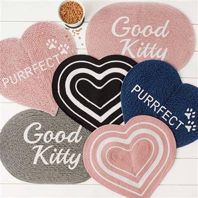 Gray Good Kitty Oval Pet Mat 16x24