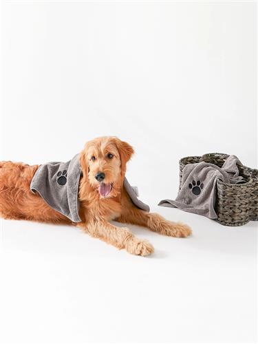Gray Embroidered Paw Small Pet Towel Set of 3