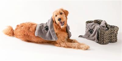 Gray Embroidered Paw Small Pet Towel Set of 3
