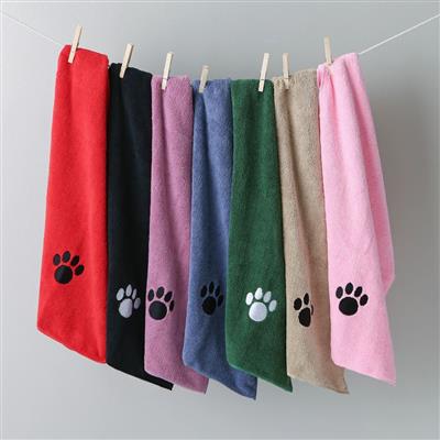 Black Embroidered Paw Small Pet Towel Set of 3