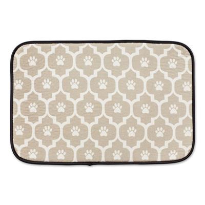 Stone/Off White Lattice Paw Pet Mat