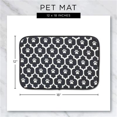 Stone/Off White Lattice Paw Pet Mat