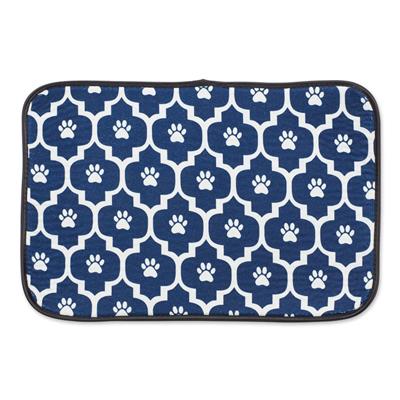 Nautical Blue/Off White Lattice Paw Pet Mat