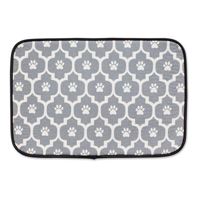 Gray/Off White Lattice Paw Pet Mat