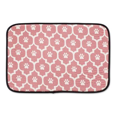 Pink/Off White Lattice Paw Pet Mat