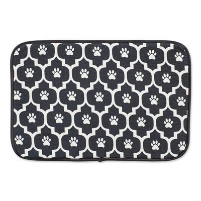 Black/Off White Lattice Paw Pet Mat