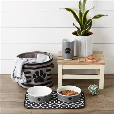 Black/Off White Lattice Paw Pet Mat