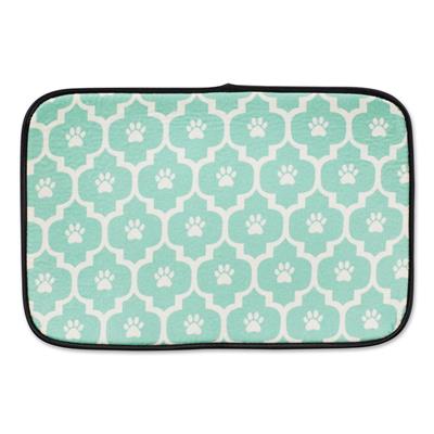 Aqua/Off White Lattice Paw Pet Mat