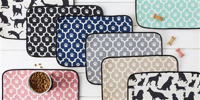 Aqua/Off White Lattice Paw Pet Mat
