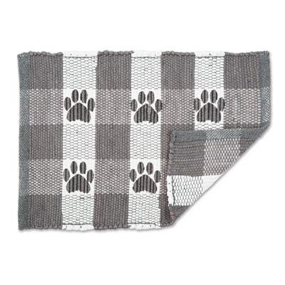 Gray & White Printed Paw Pet Feeding Mat 12x18 Set of 2