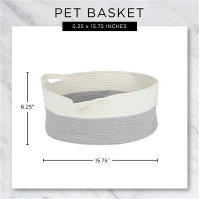Black Pet Basket With White Pom Poms