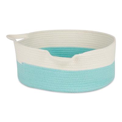 White And Aqua Cotton Rope Cat Ears Pet Basket
